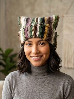 Handmade Multicolor Striped Crochet Beanie